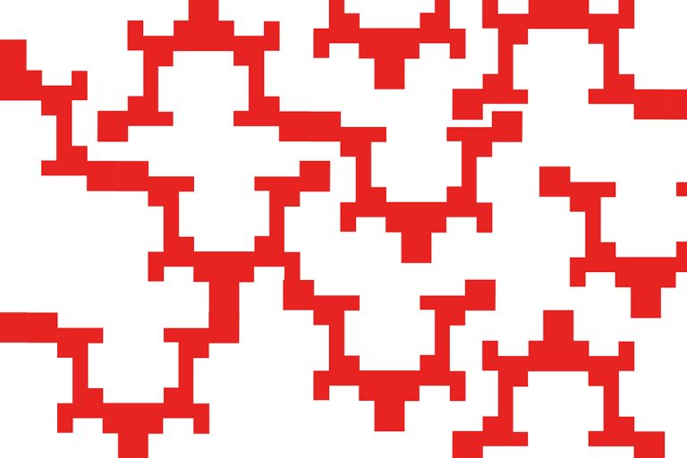 Grafica riempitiva, in bianco e rosso, disegnata con alcuni pezzi del logo.